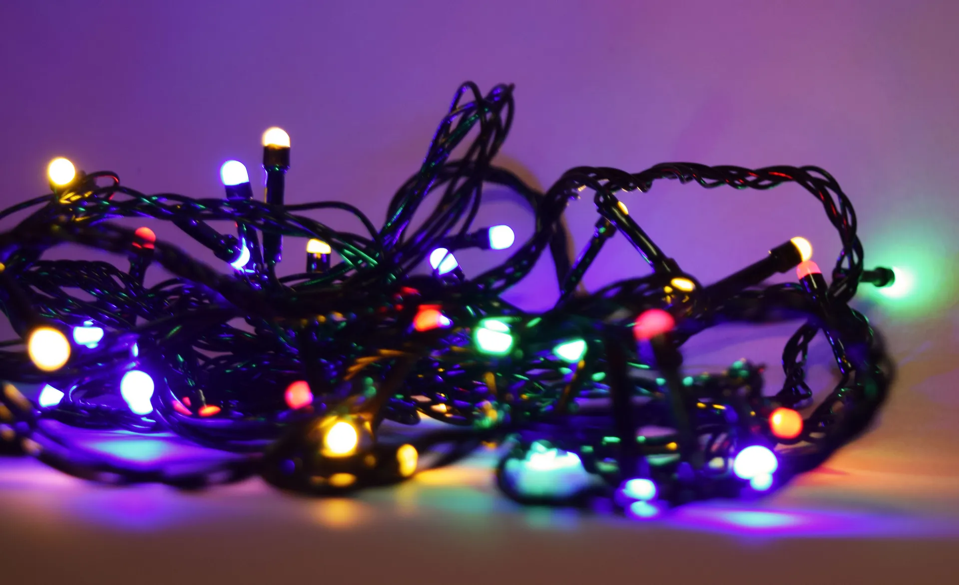 LED Christmas lightbulbs in various colors