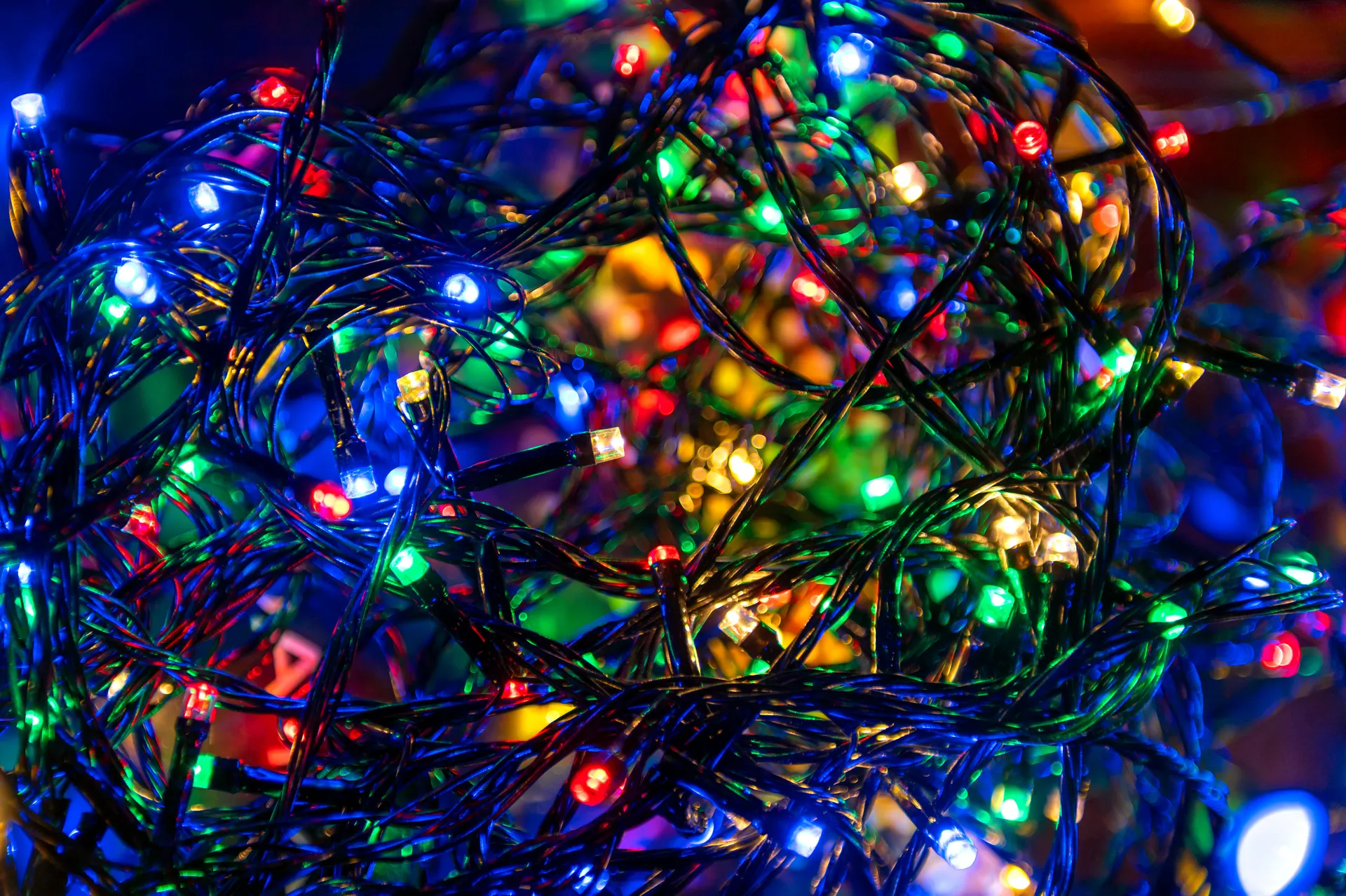 Mini Christmas lightbulbs on a tree