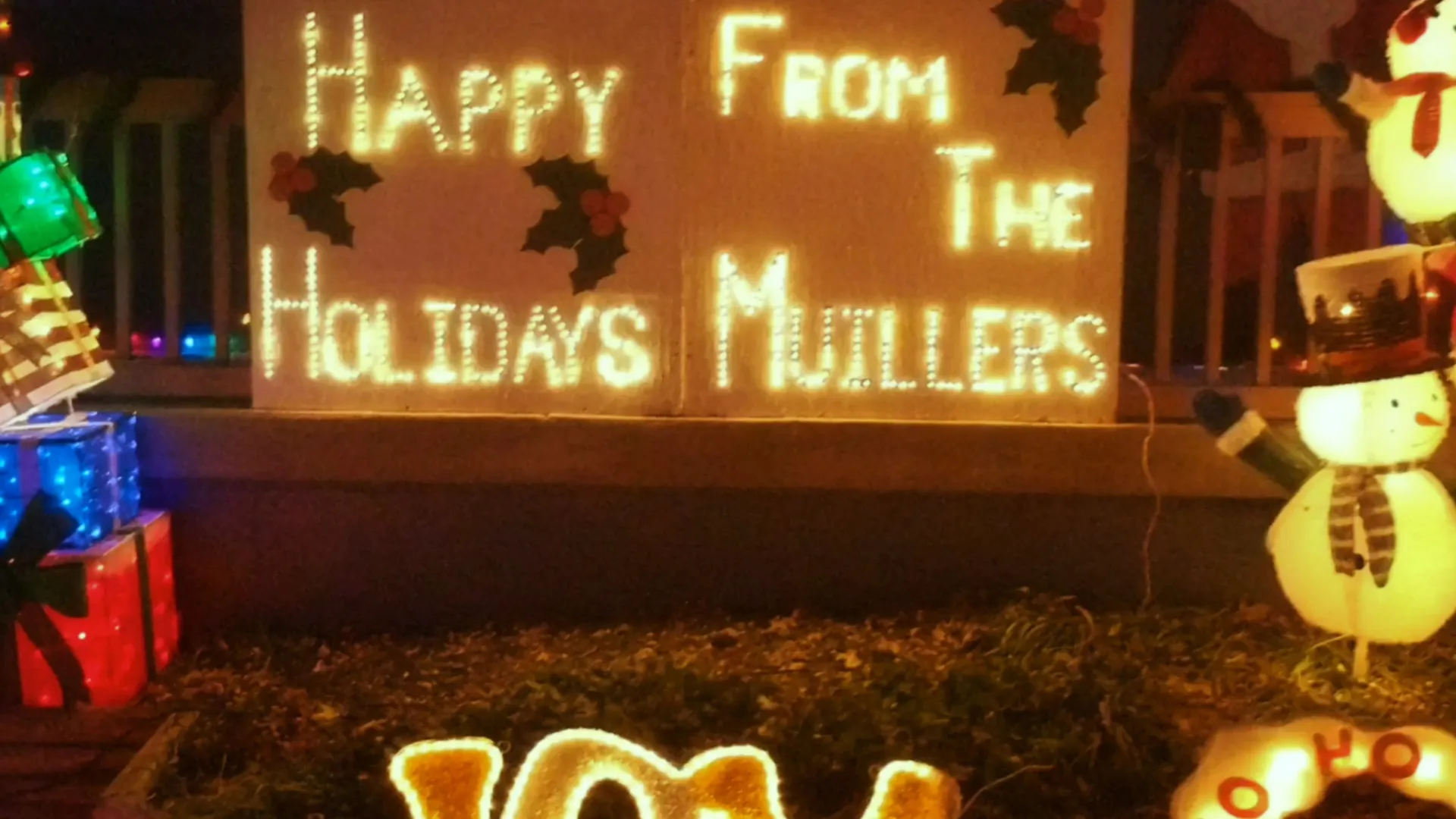 Yard display with lights